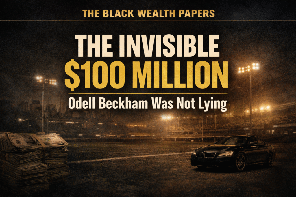 Symbolic cover image for The Invisible $100 Million blog series showing a dark, empty stadium environment representing the hidden financial reality behind professional sports wealth