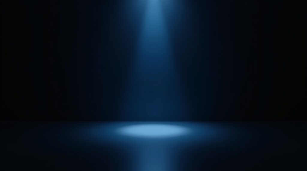 Blue spotlight illuminating a single point symbolizing focused attention as a valuable asset.