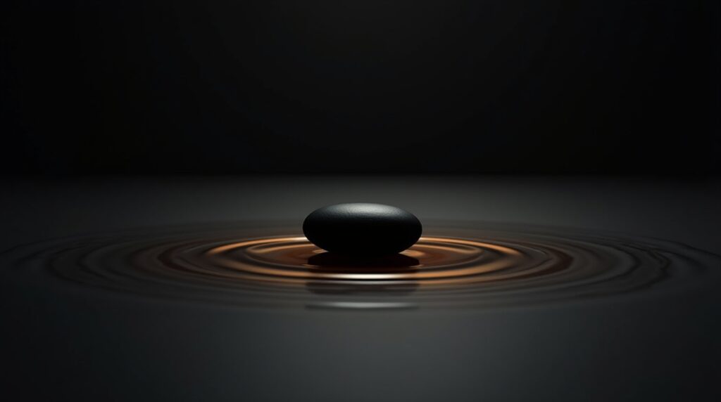 Stone with orange glowing ripples symbolizing peace as a form of wealth