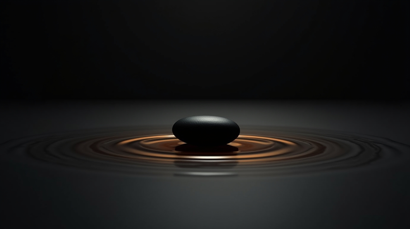 Stone with orange glowing ripples symbolizing peace as a form of wealth