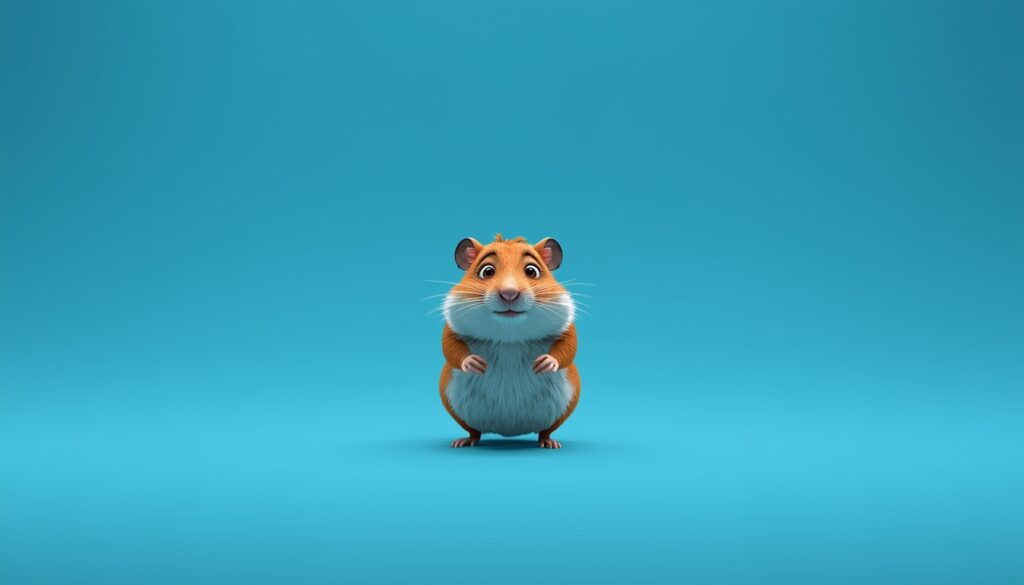 3D animated hamster on blue background symbolizing endless effort and shifting goals