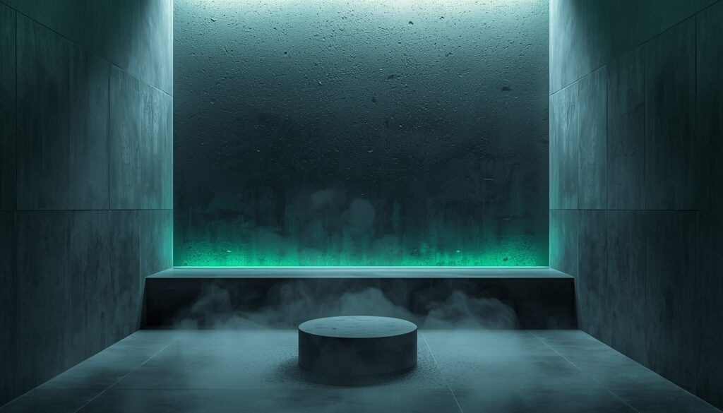 Smooth stone centered in neon green recovery space representing physical recovery and maintenance