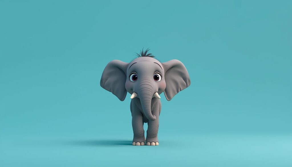 3D animated elephant calf on teal background symbolizing layered responsibility