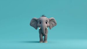 3D animated elephant calf on teal background symbolizing layered responsibility