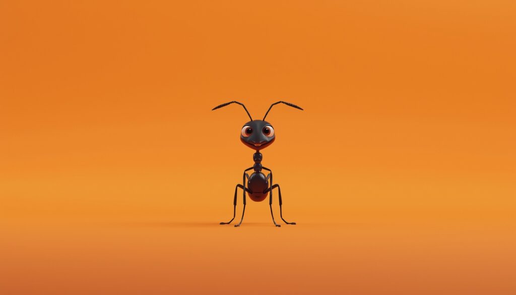 3D animated ant on orange background symbolizing first-generation effort